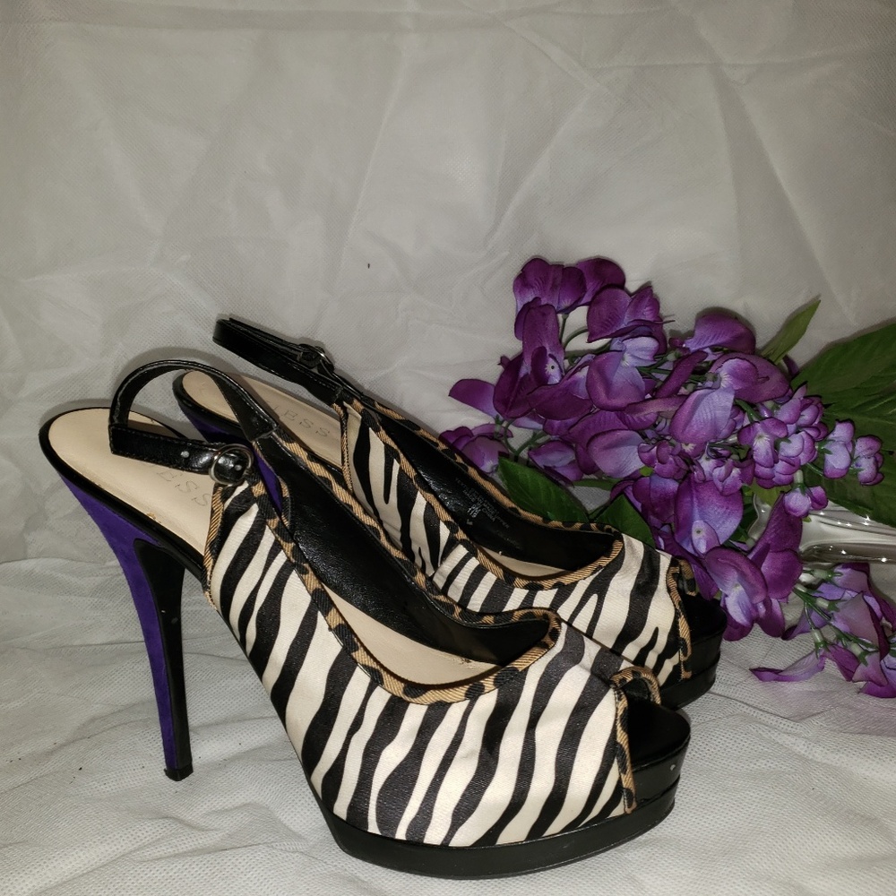 Guess Zebra Print Platform Heels Size  9 M